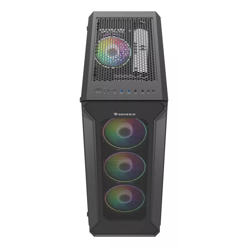 GENESIS Irid 505 ARGB Midi Tower čierna, priehľadná