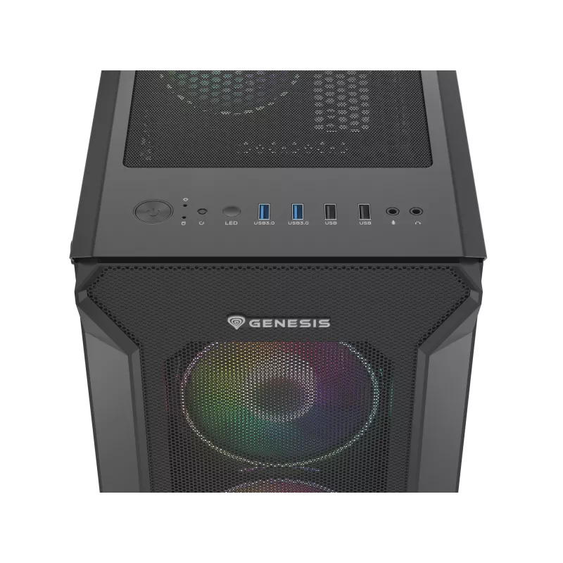 GENESIS Irid 505 ARGB Midi Tower čierna, priehľadná
