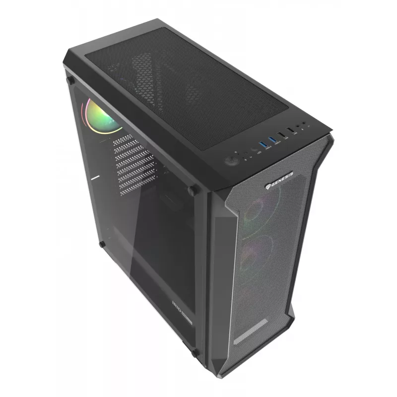 GENESIS Irid 505 ARGB Midi Tower čierna, priehľadná