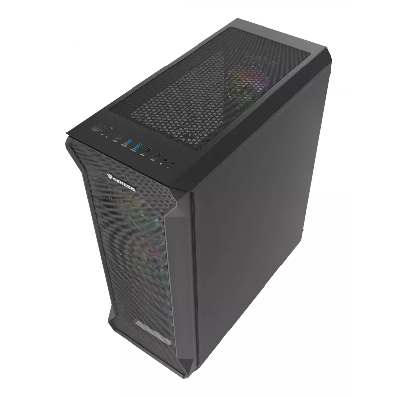GENESIS Irid 505 ARGB Midi Tower čierna, priehľadná