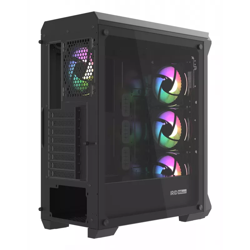 GENESIS Irid 505 ARGB Midi Tower čierna, priehľadná