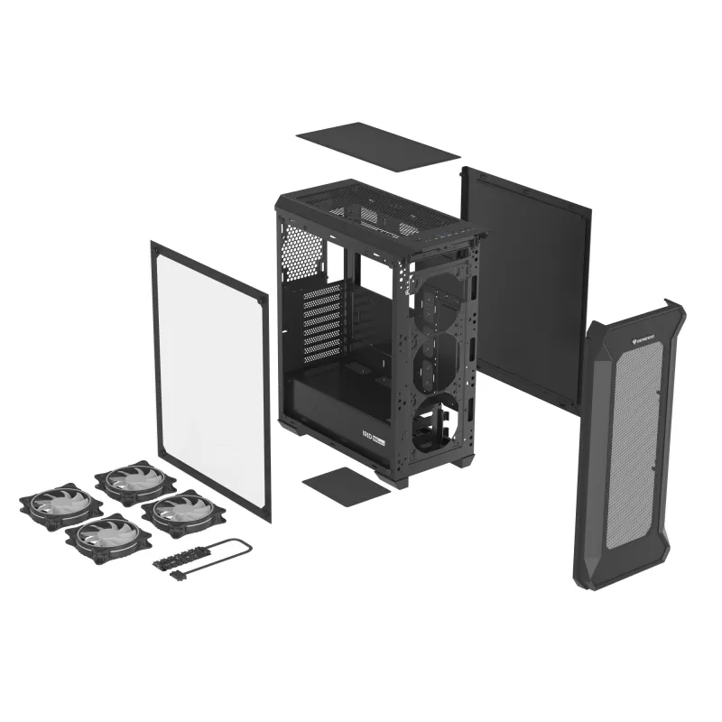 GENESIS Irid 505 ARGB Midi Tower čierna, priehľadná
