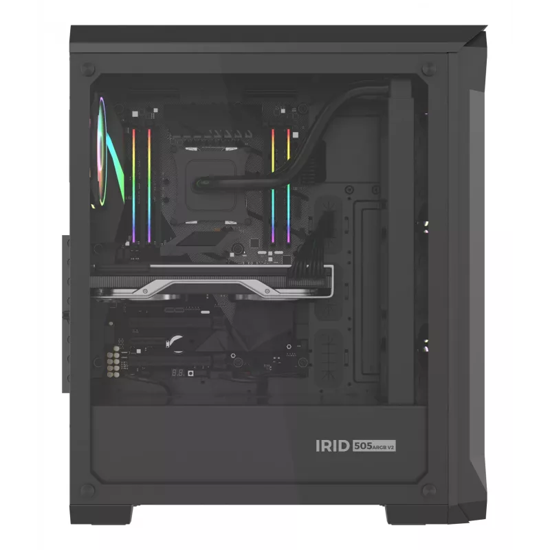 GENESIS Irid 505 ARGB Midi Tower čierna, priehľadná