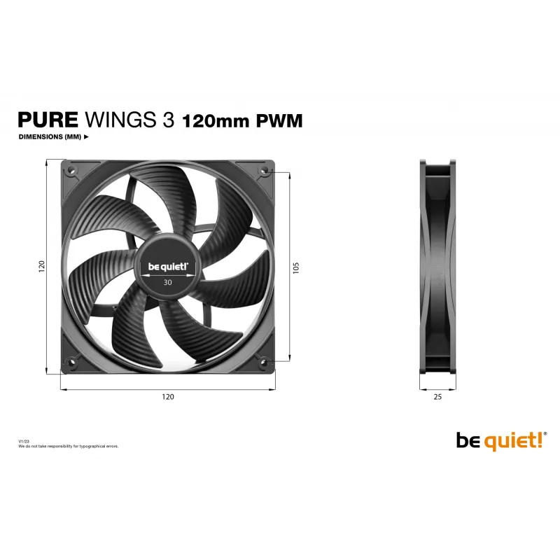 be quiet Pure Wings 3 120mm PWM ventilátor do počítačovej skrine 12 cm čierny 1 ks