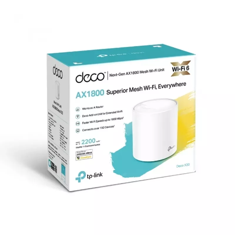 TP-Link AX1800 Whole Home Mesh Wi-Fi 6 systém, biela, interiérový, mesh router, napájanie, FCC