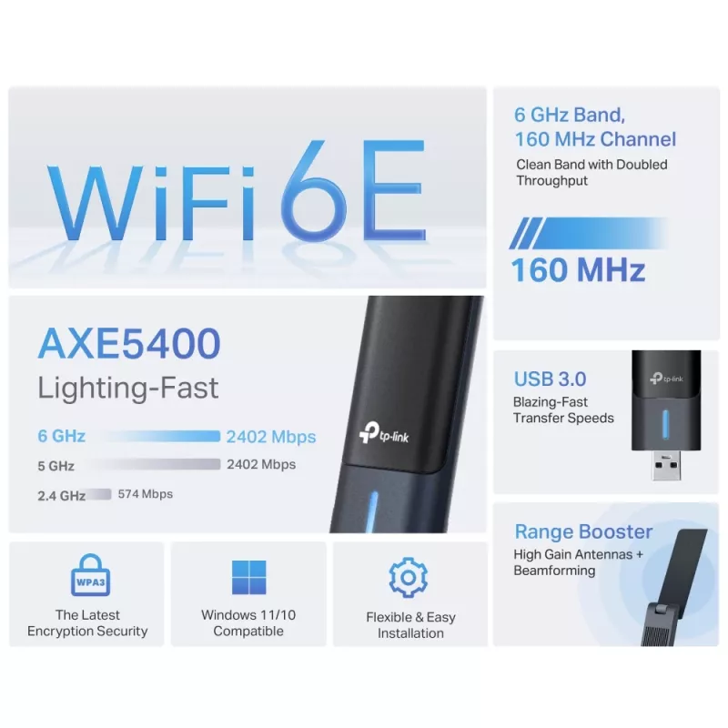 TP-Link Archer AXE5400 Wi-Fi 6E High-Gain bezdrôtový USB adaptér