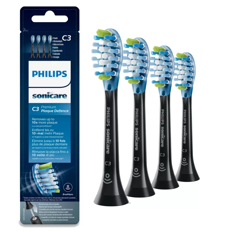 Philips C3 Premium Plaque Defence HX9044/33 4x čierne hlavice sonickej zubnej kefky