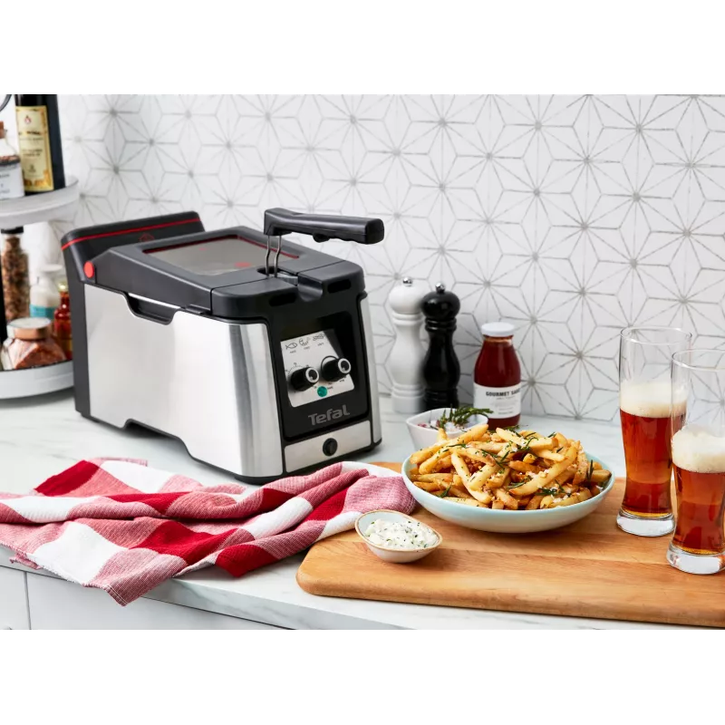 Tefal Clear Duo FR600D10 fritéza, 3,5 l, 2000 W, nehrdzavejúca oceľ/čierna