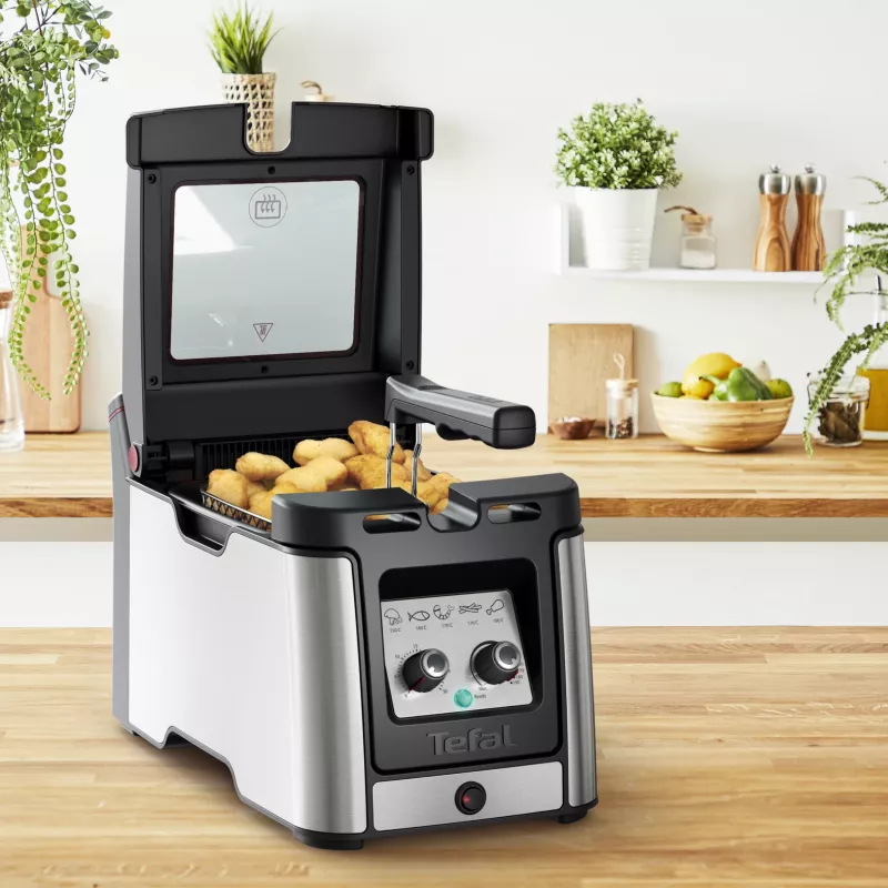 Tefal Clear Duo FR600D10 fritéza, 3,5 l, 2000 W, nehrdzavejúca oceľ/čierna