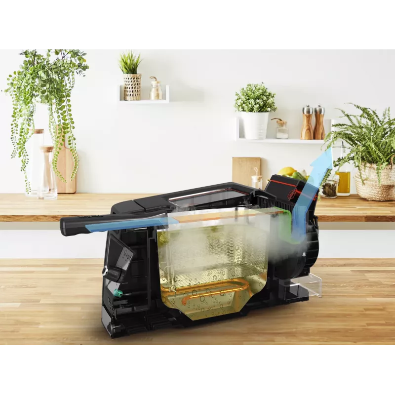 Tefal Clear Duo FR600D10 fritéza, 3,5 l, 2000 W, nehrdzavejúca oceľ/čierna