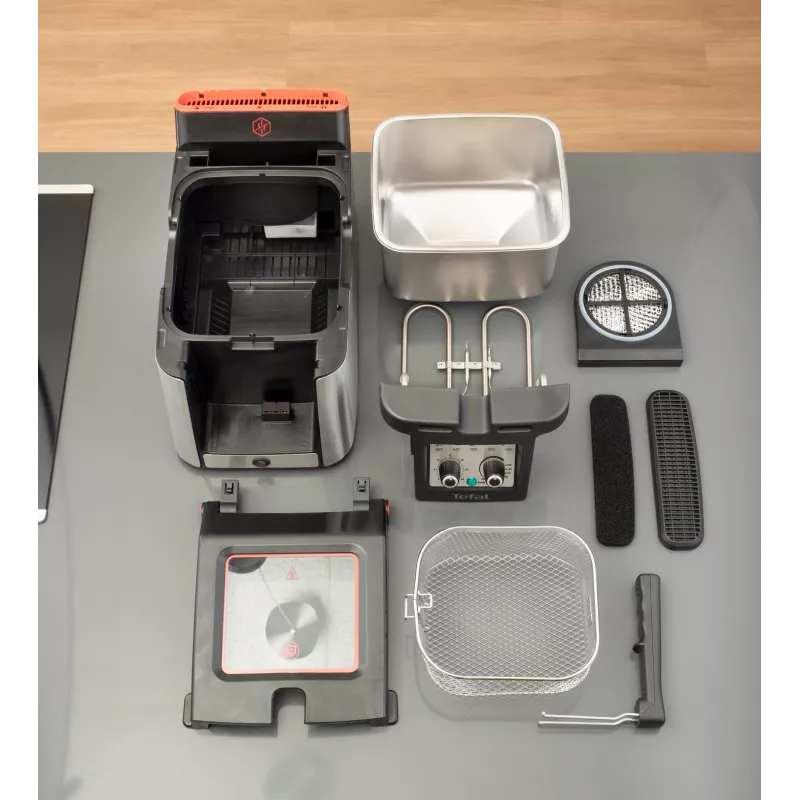 Tefal Clear Duo FR600D10 fritéza, 3,5 l, 2000 W, nehrdzavejúca oceľ/čierna