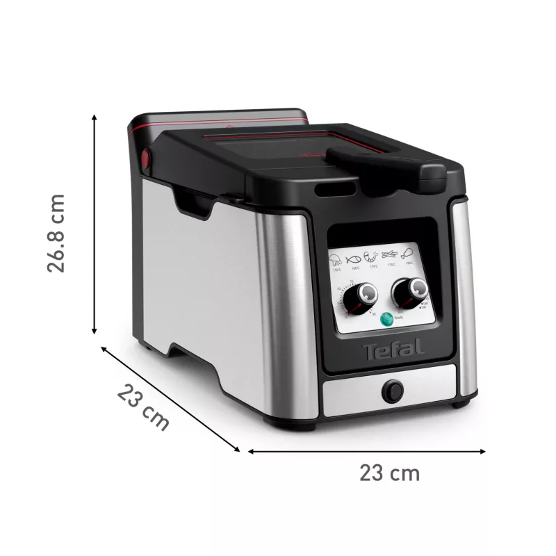 Tefal Clear Duo FR600D10 fritéza, 3,5 l, 2000 W, nehrdzavejúca oceľ/čierna