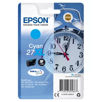 Epson budík jednoduché balenie cyan 27XL DURABrite Ultra atrament, High (XL) Yield, cyan, 10,4 ml, 1 kus, 1100 strán
