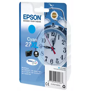 Epson budík jednoduché balenie cyan 27XL DURABrite Ultra atrament, High (XL) Yield, cyan, 10,4 ml, 1 kus, 1100 strán