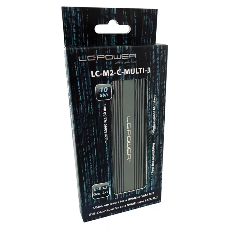 LC-Power LC-M2-C-NVME-3 puzdro na M.2 NVMe SSD, USB 3.2