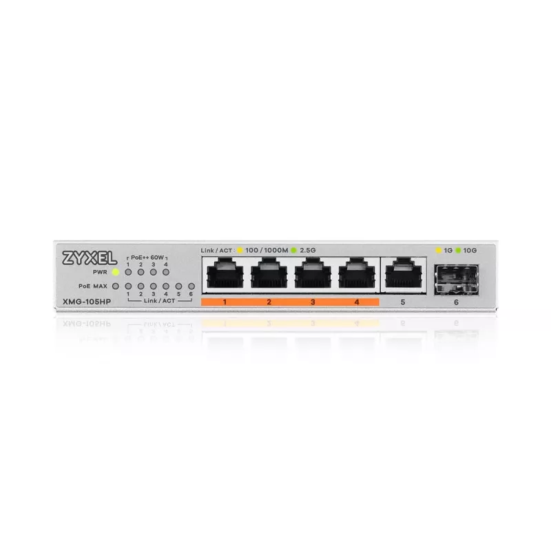 Zyxel XMG-105HP neupravovaný 2.5G Ethernet (100/1000/2500) Power over Ethernet (PoE) strieborná