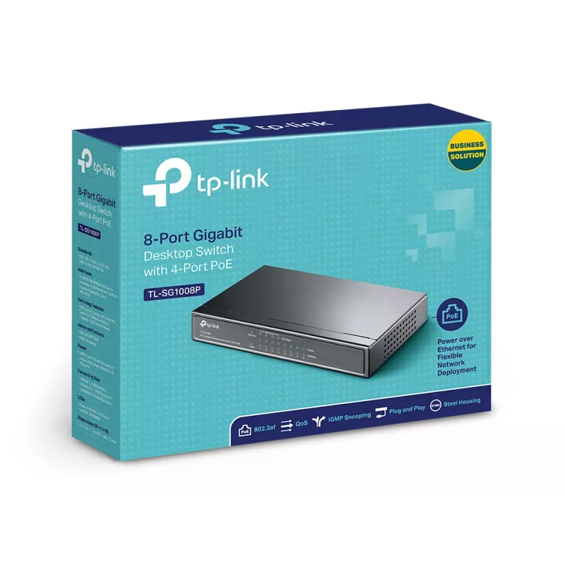 TP-Link TL-SG1008P 8-portový stolový prepínač Gigabit, 4x PoE