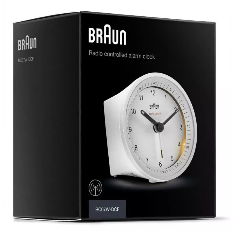 Braun BC07W-DCF kremenný budík biely