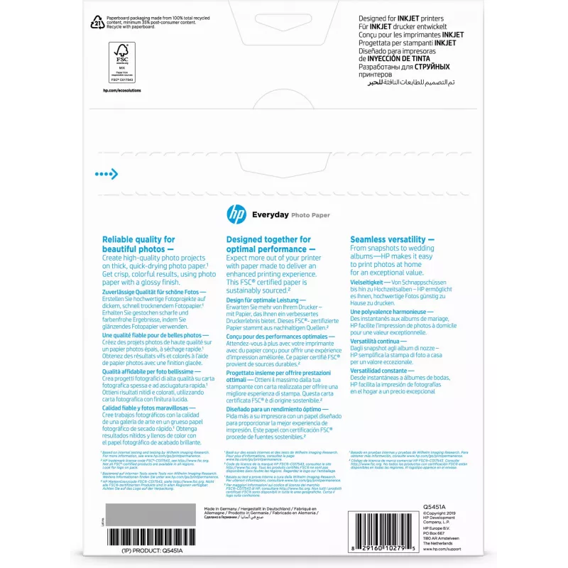 HP Everyday Photo Paper, lesklý, 200 g/m², A4 (210 x 297 mm), 25 listov