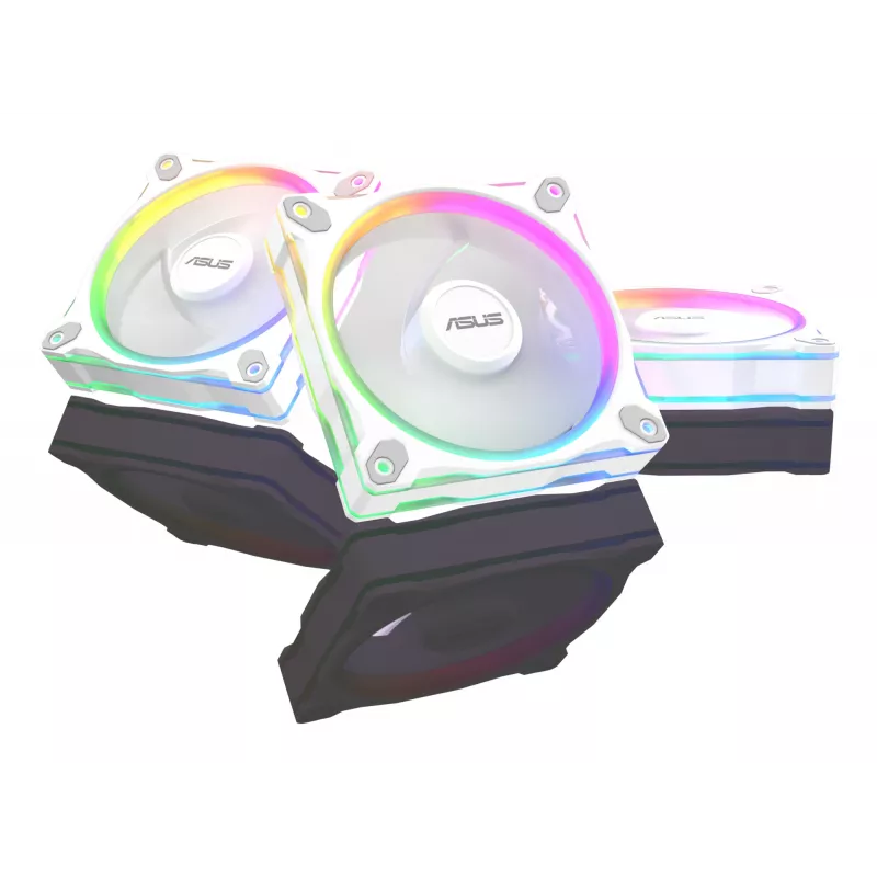 Skriňový ventilátor ASUS Prime MR120 120 mm 1600 RPM biely (balenie 3 ks, LED, 58 CFM, 23 dB)