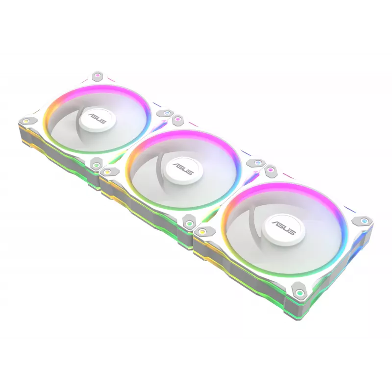 Skriňový ventilátor ASUS Prime MR120 120 mm 1600 RPM biely (balenie 3 ks, LED, 58 CFM, 23 dB)