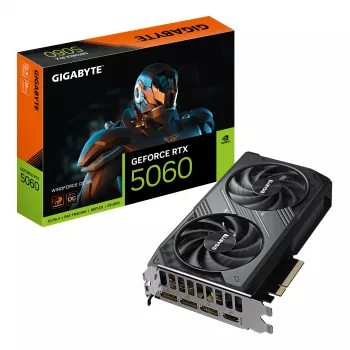 GIGABYTE GeForce RTX 5060 WINDFORCE OC 8G grafická karta – 8GB GDDR7, 128bit, PCI-E 5.0, 2512 MHz takt jadra, 3 x DisplayPort, 1 x HDMI, GV-N5060WF2OC-8GD