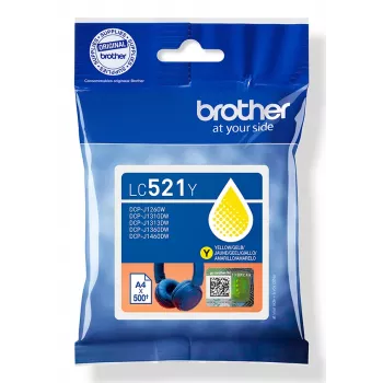 Brother originálna atramentová kazeta LC521Y - žltá, žltá, 1 ks, 500 strán, jednotlivé balenie