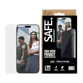 PanzerGlass SAFE. by ® 2-Way Privacy Screen Protector iPhone 17 Pro Max | Ultra-Wide Fit s EasyAligner