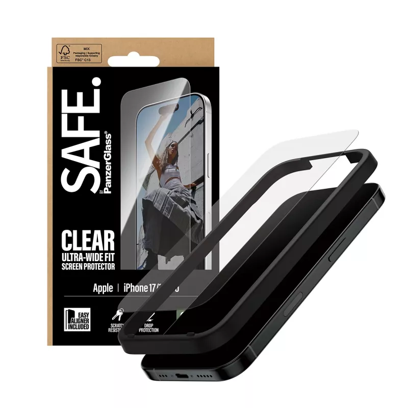 PanzerGlass SAFE. by ® Screen Protector iPhone 17 | iPhone 16 Pro | Ultra-Wide Fit s EasyAligner