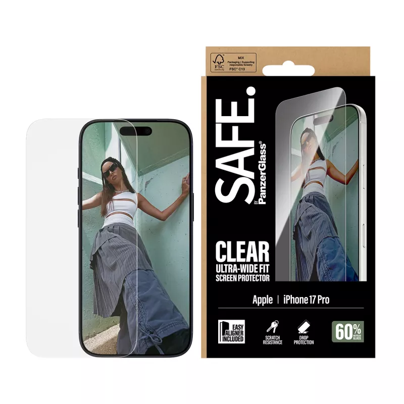 PanzerGlass SAFE. by ® Screen Protector iPhone 17 Pro | Ultra-Wide Fit s EasyAligner