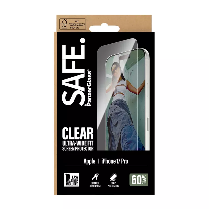 PanzerGlass SAFE. by ® Screen Protector iPhone 17 Pro | Ultra-Wide Fit s EasyAligner