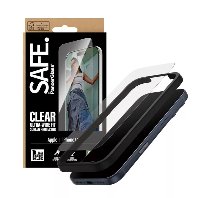 PanzerGlass SAFE. by ® Screen Protector iPhone 17 Pro | Ultra-Wide Fit s EasyAligner