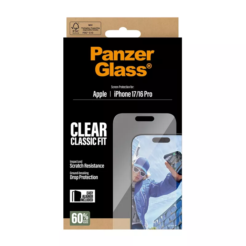 PanzerGlass ® ochranná fólia displeja iPhone 17 | iPhone 16 Pro | Classic Fit s EasyAligner