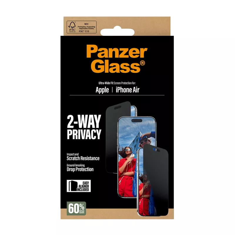 PanzerGlass ® 2-Way Privacy Screen Protector iPhone Air | Ultra-Wide Fit s EasyAligner