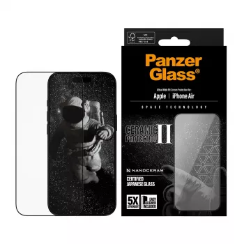 PanzerGlass Ceramic II ochranná fólia displeja pre iPhone Air Ultra-Wide Fit s EasyAligner, tvrdené sklo, PET, silikón, transparentná, 1 kus