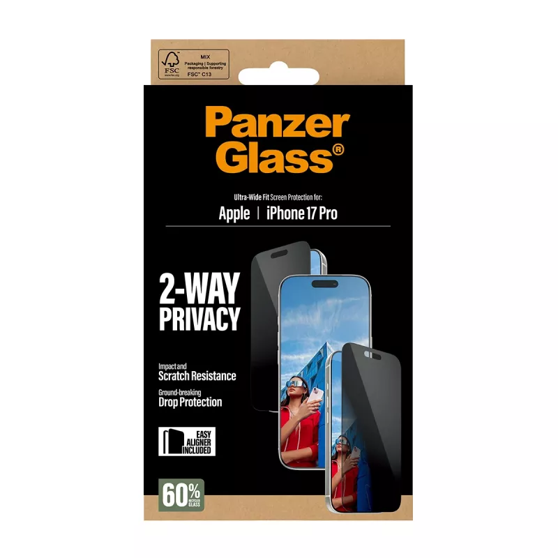 PanzerGlass ® 2-Way Privacy Screen Protector iPhone 17 Pro | Ultra-Wide Fit s EasyAligner