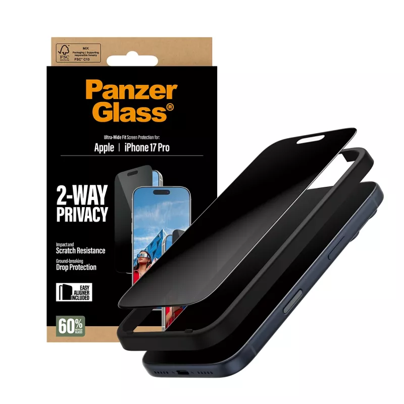 PanzerGlass ® 2-Way Privacy Screen Protector iPhone 17 Pro | Ultra-Wide Fit s EasyAligner
