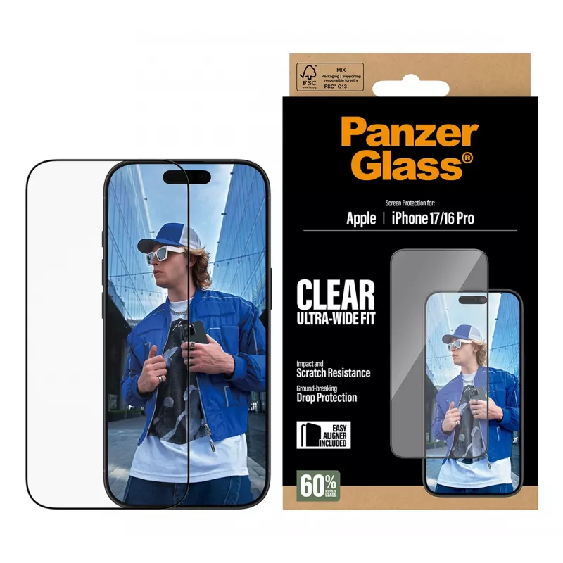 PanzerGlass ® ochranná fólia displeja iPhone 17 | iPhone 16 Pro | Ultra-Wide Fit s EasyAligner