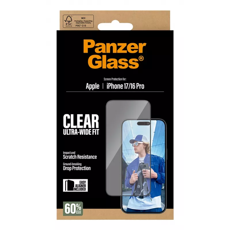 PanzerGlass ® ochranná fólia displeja iPhone 17 | iPhone 16 Pro | Ultra-Wide Fit s EasyAligner