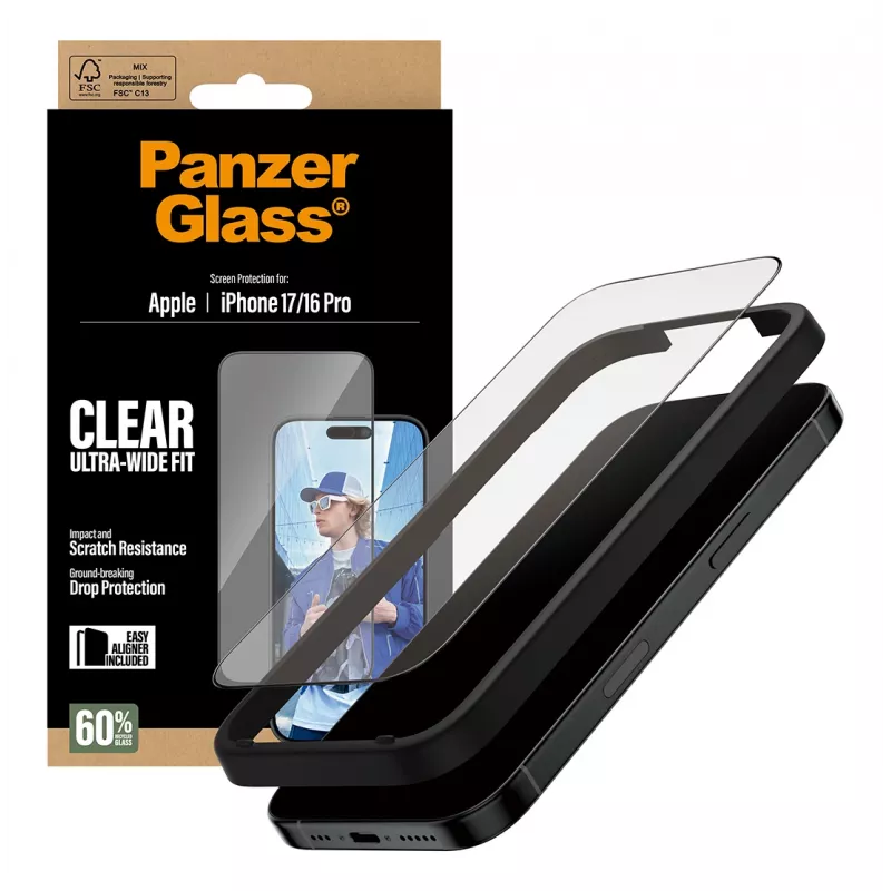 PanzerGlass ® ochranná fólia displeja iPhone 17 | iPhone 16 Pro | Ultra-Wide Fit s EasyAligner
