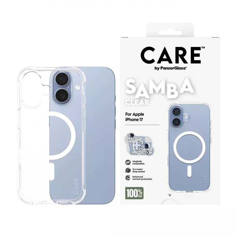 Puzdro PanzerGlass CARE by Fashionable Case Samba Transparent w. White MagSafe iPhone 17