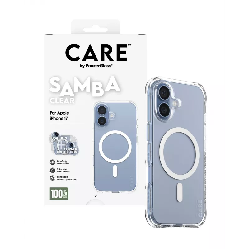 Puzdro PanzerGlass CARE by Fashionable Case Samba Transparent w. White MagSafe iPhone 17