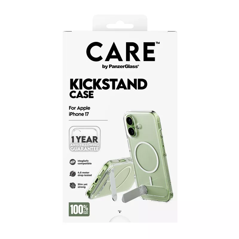 PanzerGlass CARE by Feature puzdro, transparentné, s Kickstand & MagSafe, iPhone 17