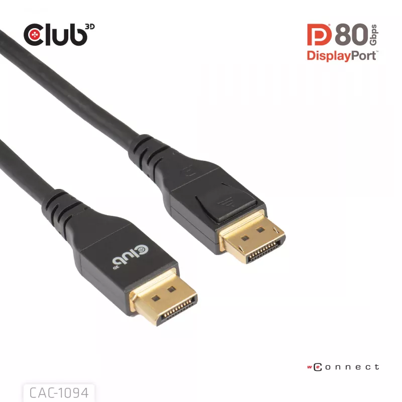 Club 3D CAC-1094 kábel DisplayPort 2.1 certifikovaný VESA DP80 8K 240 Hz, 2 m (6,56 ft), čierny