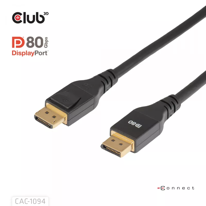 Club 3D CAC-1094 kábel DisplayPort 2.1 certifikovaný VESA DP80 8K 240 Hz, 2 m (6,56 ft), čierny
