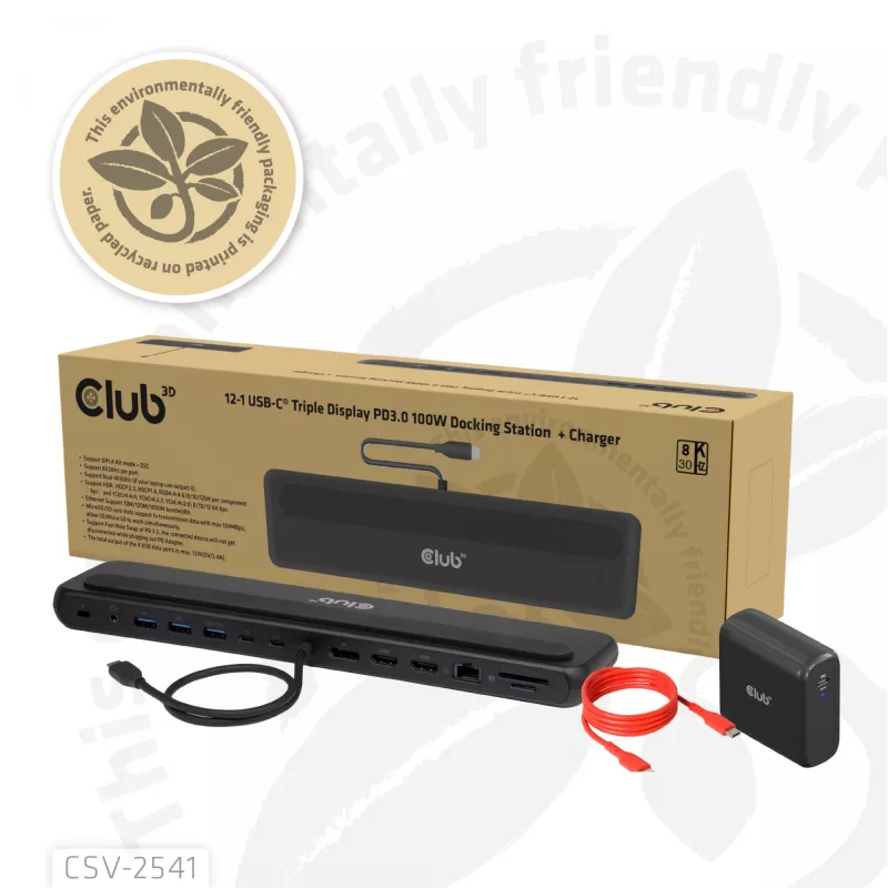 Dokovacia stanica club 3d CSV-2541 USB-C s výstupmi HDMI a DisplayPort