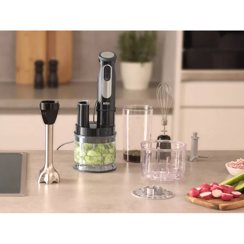 Braun MultiQuick 5 Pro MQ55755M ručný mixér 1000 W, 25+1 rýchlostí, kovová stopka, odmerka, šľahač, čierny