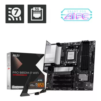 Základná doska MSI PRO B850M-P WIFI micro ATX, AMD B850, Socket AM5, 4×DDR5 DIMM, 3×M.2, Wi‑Fi 7, 5Gb LAN