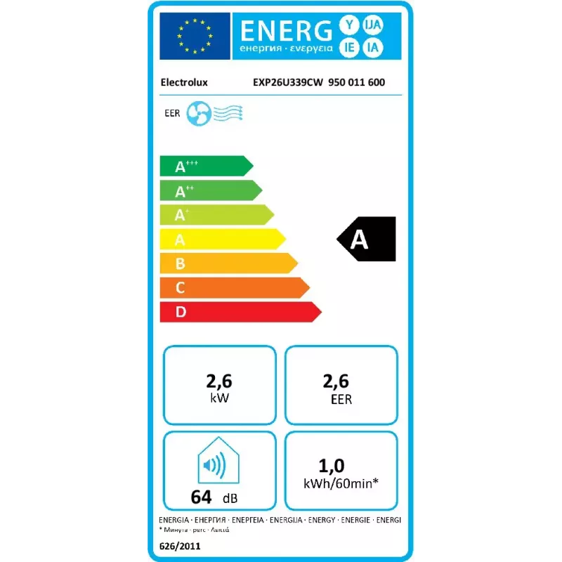 Electrolux EXP26U339CW mobilná klimatizácia 64 dB biela