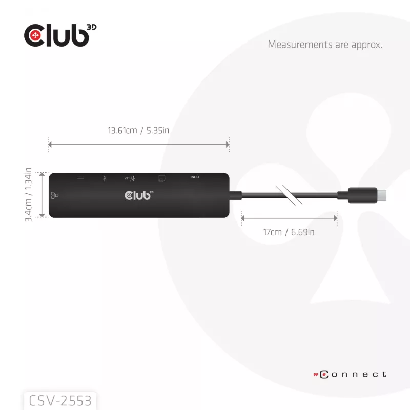 CLUB3D CSV-2553 rozbočovač USB Type-C 5000 Mbit/s čierny